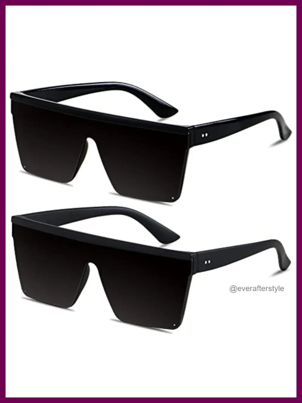 Oversized Square Sunglasses UV400 Protection Shield Rimless